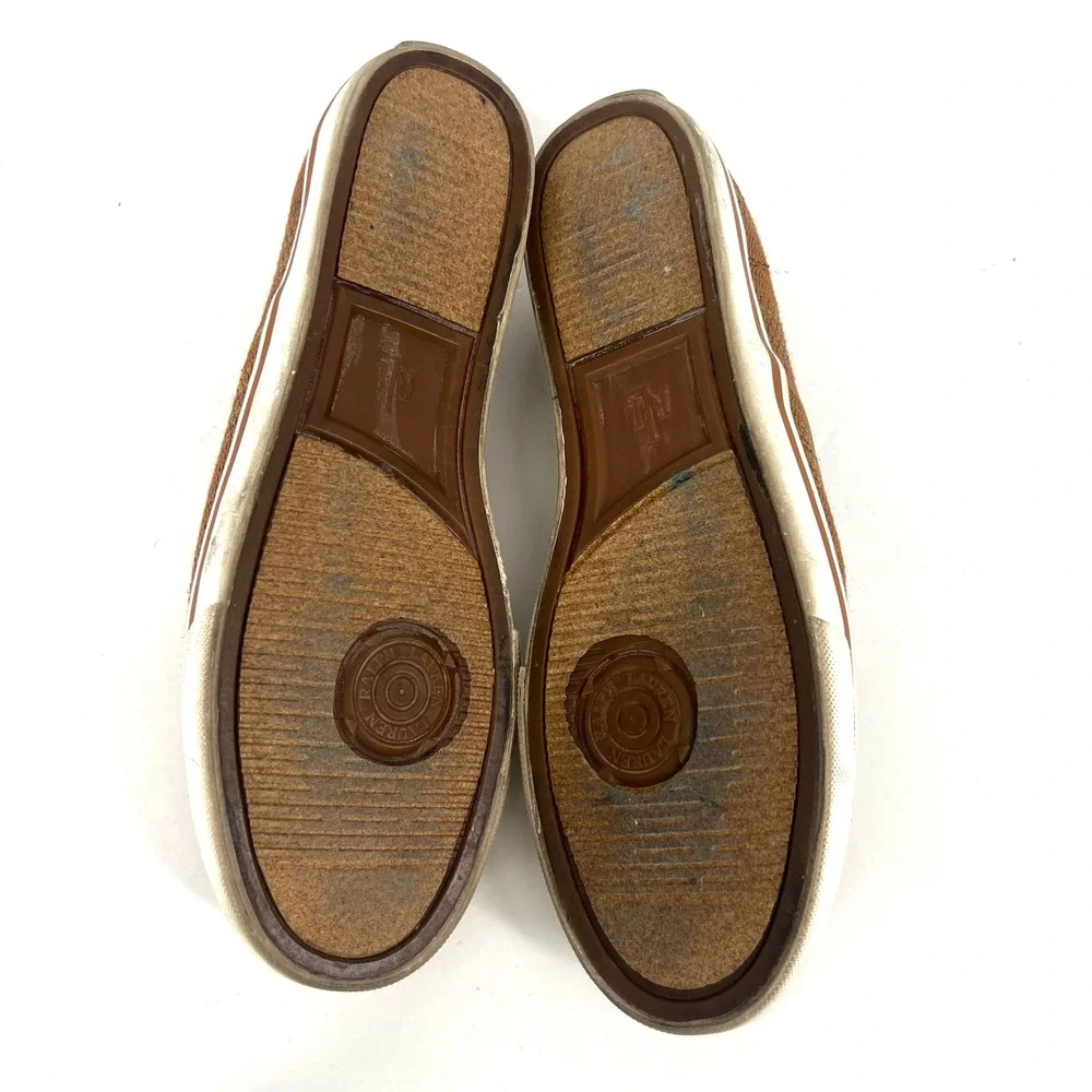Lauren Ralph Lauren Janis Tan Woven Slip On‎ Loafer Flats Women's Size 9B
